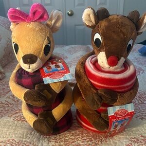 the Red-Nosed Reindeer Plush Toy Set with Blanket